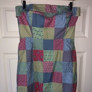 Vineyard vines patchwork strapless dress